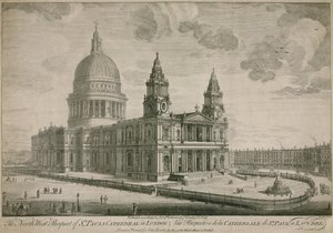Prospetto nord-ovest della Cattedrale di St Paul a Londra da English School