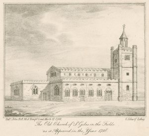 La vecchia chiesa di St Giles in the Fields, Londra, come appariva nell