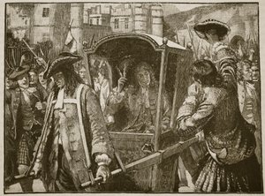 Il popolo di Edimburgo scorta il Duca di Hamilton a Holyrood Palace, illustrazione da Cassells Illustrated History of England da English School