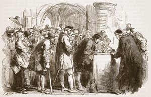 Il popolo firma il Patto nella chiesa di St. Giles, Edimburgo, illustrazione da Cassells Illustrated History of England