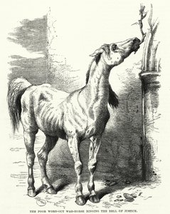 Il povero cavallo da guerra esausto che suona la campana della giustizia (incisione) da English School