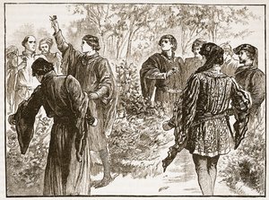 La lite nei giardini del Tempio, illustrazione da Cassells Illustrated History of England da English School
