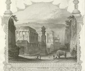 Il tempio scavato nella roccia di Kailah, Ellora, India da English School