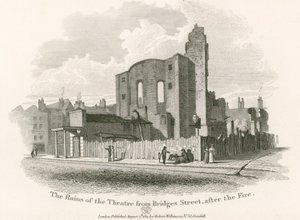 Le rovine del Royal Theatre, Drury Lane, da Bridges Street da English School