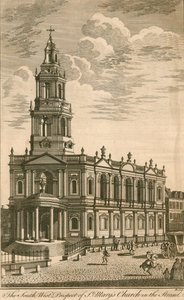 Prospetto sud-ovest della chiesa di St Mary nello Strand da English School