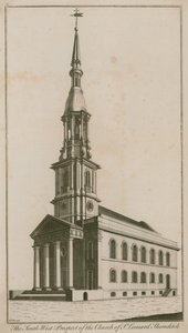 Prospetto sud-ovest della Chiesa di San Leonardo, Shoreditch da English School