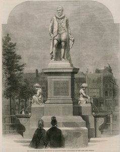 La statua di Sir Hugh Myddleton a Islington Green, scolpita dal defunto John Thomas (incisione)