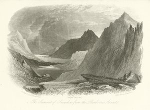 La cima dello Snowdon dalla salita di Llanberis, Galles da English School