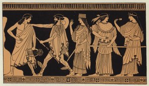 Le tre Dee portate da Hermes a Paride (litografia a colori) da English School