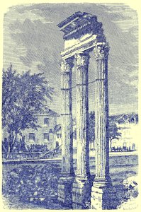 Le tre colonne del Tempio di Castore, illustrazione da History of Rome di Victor Duruy, pubblicato nel 1884 da English School