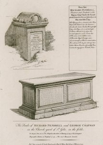 Le tombe di Richard Pendrell e George Chapman nel cimitero di St Giles in the Fields, Londra