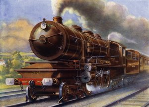 Il treno che va da Boulogne a Parigi (litografia) da English School