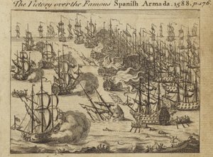 La vittoria sulla famosa Armada Spagnola, 1588 da English School