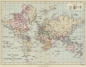 Il mondo che mostra le colonie europee da English School