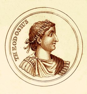 Teodosio, illustrazione da Il Dizionario Storico Universale di George Crabb, pubblicata nel 1825 da English School