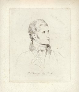 Thomas Phillips, pittore di ritratti e soggetti inglese. Acquaforte di Mary Dawson Turner