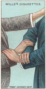 Sedile a tre mani, n.21 dalla serie di carte di sigarette di primo soccorso di Willss, 1913