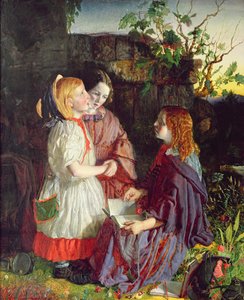 Tre giovani ragazze in un paesaggio, c.1860