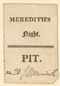 Biglietto per il Drury Lane Theatre, Londra: Meredith