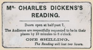 Biglietto per una lettura di Charles Dickens da English School