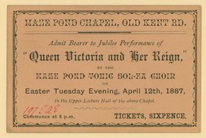 Biglietto per una rappresentazione di Queen Victoria and Her Reign da English School