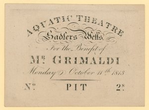 Biglietto per il Teatro Acquatico, per il beneficio di Mr Grimaldi, 11 ottobre 1813