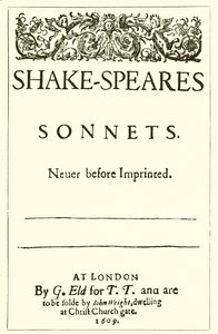 Pagina del titolo dei Sonetti di Shakespeare, 1609 da English School