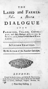Pagina del titolo di The Laird and Farmer di the Author of the Familiar Catechism, pubblicato 1750 da English School