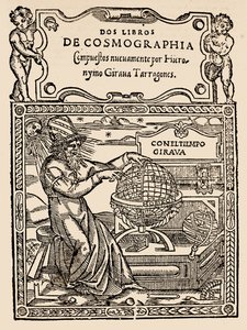 Pagina del Titolo per Due Libri di Cosmografia di Hieronymo Girana Tarragones, da The Narrative and Critical History of America, a cura di Justin Winsor, Londra, 1886 da English School