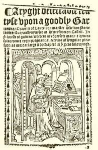 Pagina del titolo di Goodly Garlande di John Skelton da English School