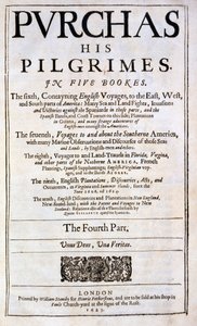 Pagina del titolo di Purchas his Pilgrimes di Samuel Purchas, pubblicato nel 1625