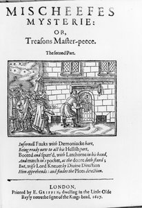 Pagina del titolo di Mischeefes Mysterie o Treasons Master-peece - La seconda parte di John Vicars 1617 da English School