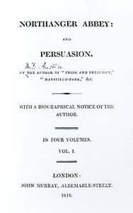 Pagina del titolo di Northanger Abbey e Persuasion di Jane Austen, prima edizione, 1818