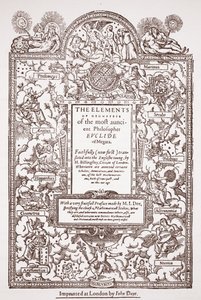 Frontespizio della prima traduzione degli Elementi di Euclide, stampata da John Day, Londra, 1570-71