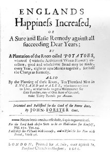 Pagina del titolo di Englands Happiness Increased di John Forster, pubblicato nel 1664 da English School