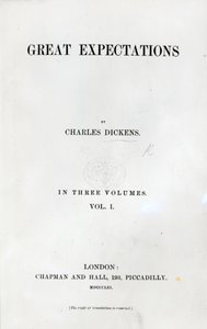 Pagina del titolo di Grandi Speranze di Charles Dickens, prima edizione, 1861