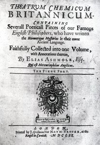 Pagina del titolo di Theatrum Chemicum Britannicum di Elias Ashmole, 1652 da English School