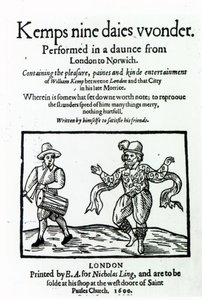 Frontespizio di Le nove meraviglie di William Kemp, pubblicato nel 1600 da English School