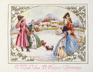 Per augurarti un Buon Natale, cartolina vittoriana da English School