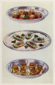 Creme di pomodoro; Gondole di acciughe; Gamberetti in aspic