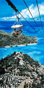 Turisti che Usano la Funivia nelle Isole Vergini