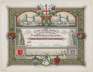 Tower Bridge, Londra, Invito alla posa della pietra commemorativa, 21 giugno 1886