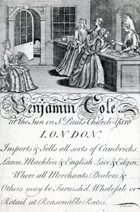 Biglietto da visita, Benjamin Cole, commerciante di Londra (incisione)