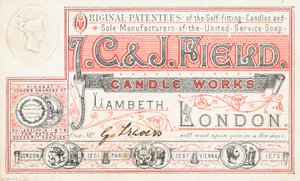 Biglietto commerciale, J C and J Field Candle Works da English School