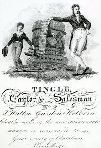 Biglietto da visita per Tingle, Taylor e Salesman, No 2 Hatton Garden, Holborn (incisione)
