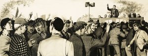 Sindacalisti a una riunione all