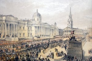 Piazza Trafalgar, da A Memorial of the Marriage of Edward VII and Alexandra of Denmark, pub. 1864 da English School