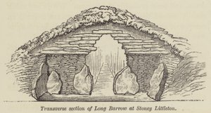 Sezione trasversale del Long Barrow a Stoney Littleton (incisione)