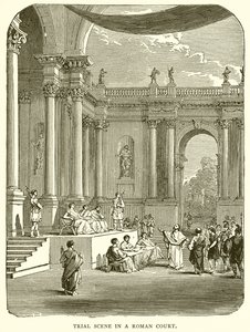 Scena di processo in un tribunale romano da English School