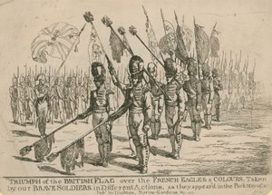 Trionfo della bandiera britannica sulle aquile e i colori francesi da English School